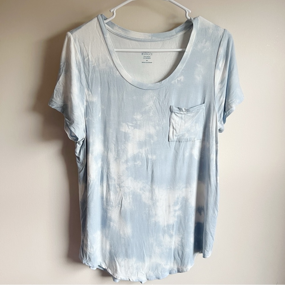 Market & Spruce Stitch Fix Blue Tie Dye Short Sleeve Blouse